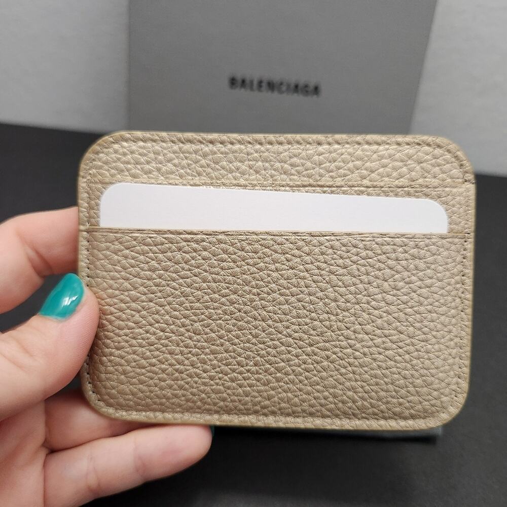 Authentic BALENCIAGA Leather Card Holder Gold Tan Luxuy - Picture 3 of 7